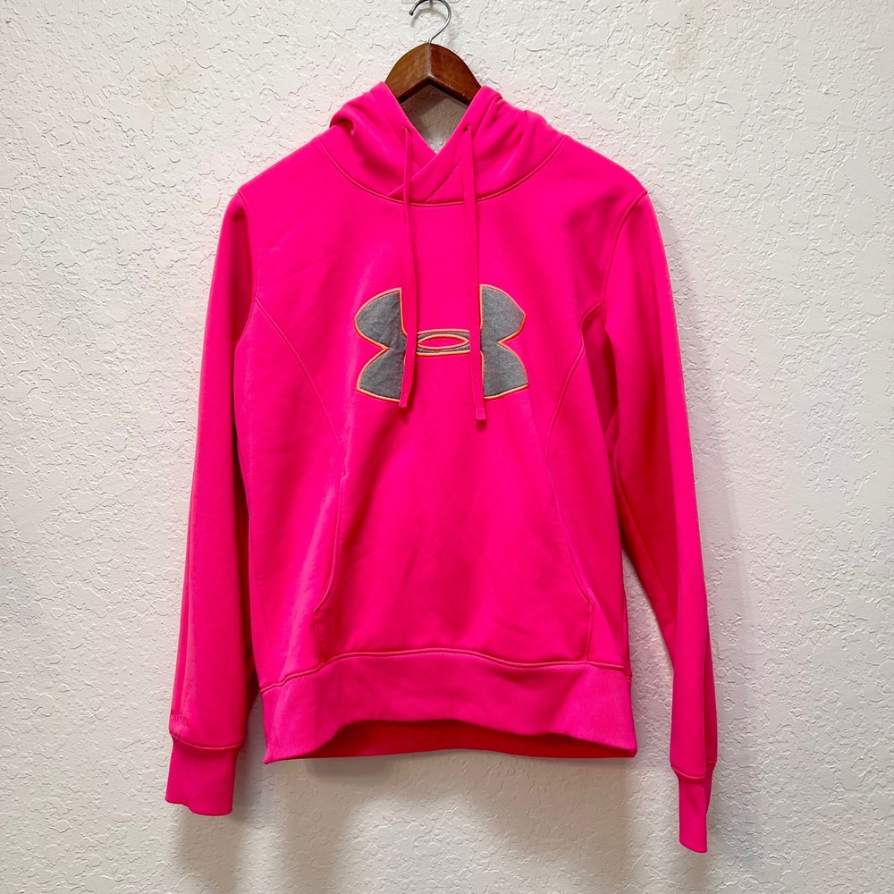 Under Armour‎ ColdGear Womens Semi-Fitted Big Logo Hoodie Neon Pink Medium